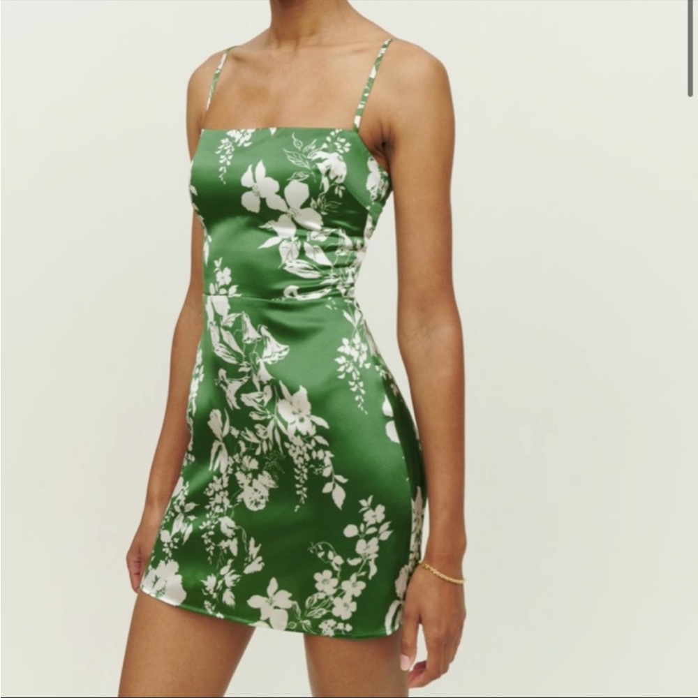*Reformation Kosta Silk Dress Green*